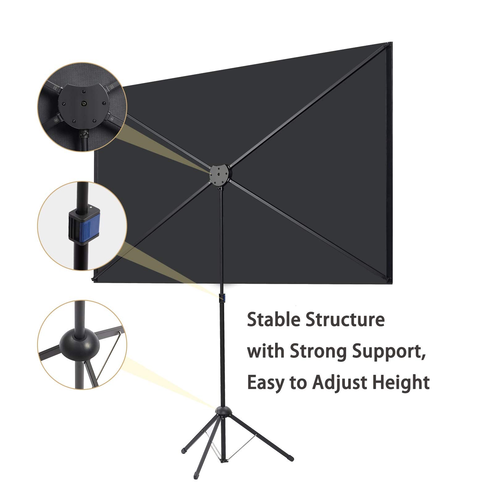 Portable Projector Screen with Stand, Outdoor Movie Screen, 80 Inch 16:9, Light-Weight, Mobile and Compact, Easy Setup and Carrying, Projection Screen with 1.2 Gain Glass Fiber, Idea for Home Cinema. - CookCave