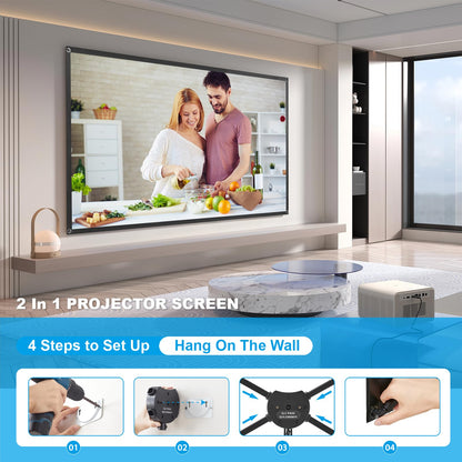 Portable Projector Screen with Stand, Outdoor Movie Screen, 80 Inch 16:9, Light-Weight, Mobile and Compact, Easy Setup and Carrying, Projection Screen with 1.2 Gain Glass Fiber, Idea for Home Cinema. - CookCave