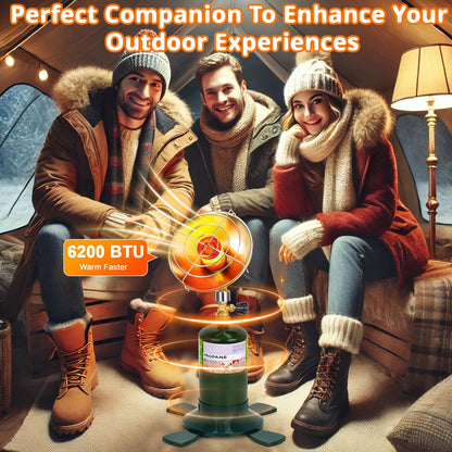 Portable Propane Heater for Camping Outdoor Space Garage Patio Heater 6200BTU Power with Control Valve Cordless 1lb Small Propane Foldable Gas Tank Holder for Fishing Hunting Tent Garage Backyard Use - CookCave