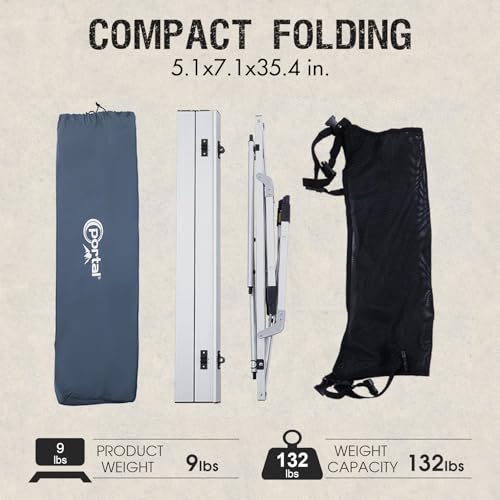 PORTAL Outdoor Folding Portable Picnic Camping Table with Adjustable Height Aluminum Roll Up Table Top Mesh Layer, Silver - CookCave