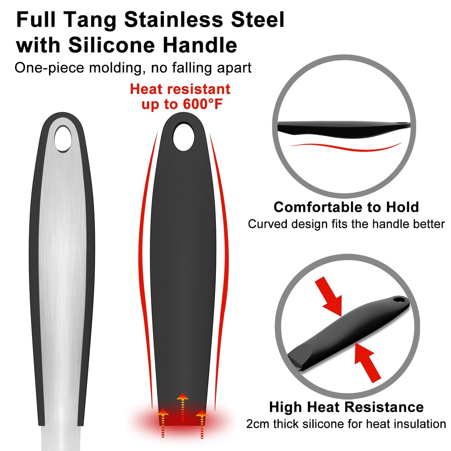 POTWIY Grill Tools BBQ Accessories Set of 2, 15.8'' Heavy Duty Stainless Steel Grill Utensils with Grill Spatula and Fork, Full Tang Silicone Handle, Outdoor Grilling Tools Barbecue Accessories - CookCave