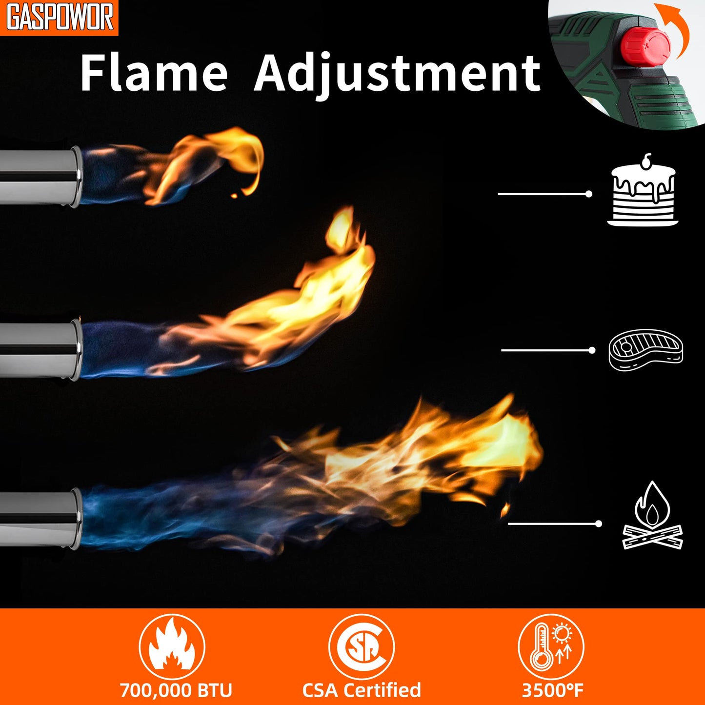 POWERFUL Grill Torch Charcoal Starter,Propane Searing Torch, Charcoal Lighter,Fire Starter, Sous Vide,Kitchen Lighter, BBQ Grill Torch Gun,Cooking Torch (Fuel Not Included) - CookCave