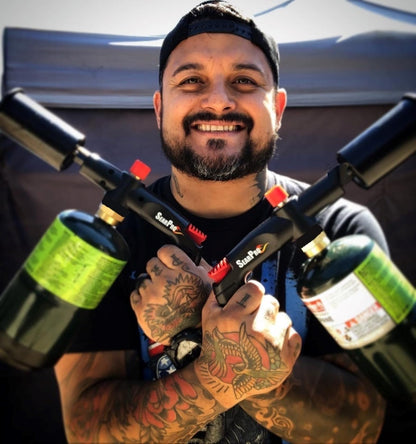 POWERFUL SearPro Charcoal Torch Lighter - Cooking Gadgets - Sous Vide - Cooking Torch - Culinary Kitchen Torch - Flamethrower Meater Gun Lighter - Chef Blow Torch - BBQ Propane Torch Tank Not Included - CookCave