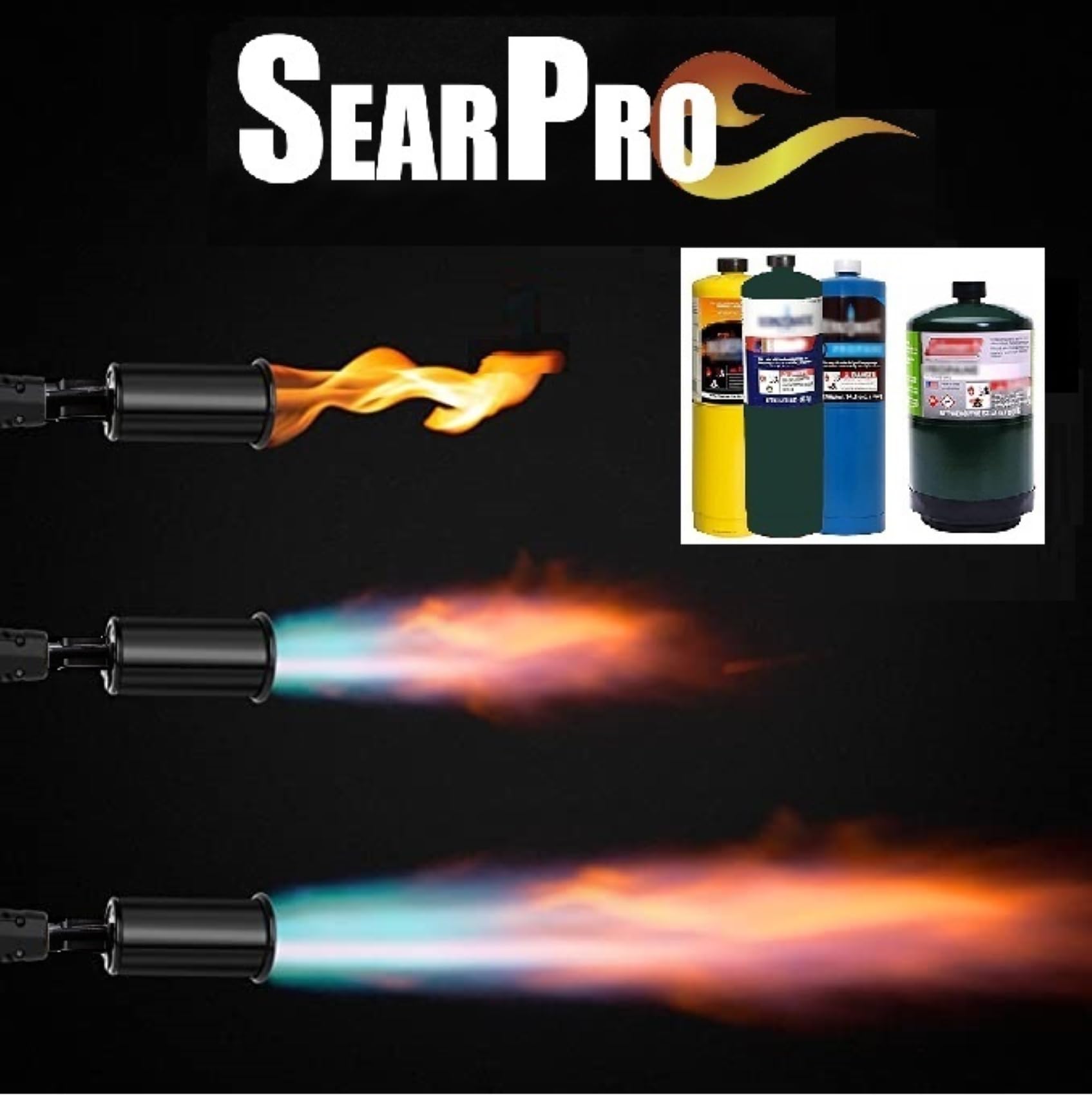 POWERFUL SearPro Charcoal Torch Lighter - Cooking Gadgets - Sous Vide - Cooking Torch - Culinary Kitchen Torch - Flamethrower Meater Gun Lighter - Chef Blow Torch - BBQ Propane Torch Tank Not Included - CookCave