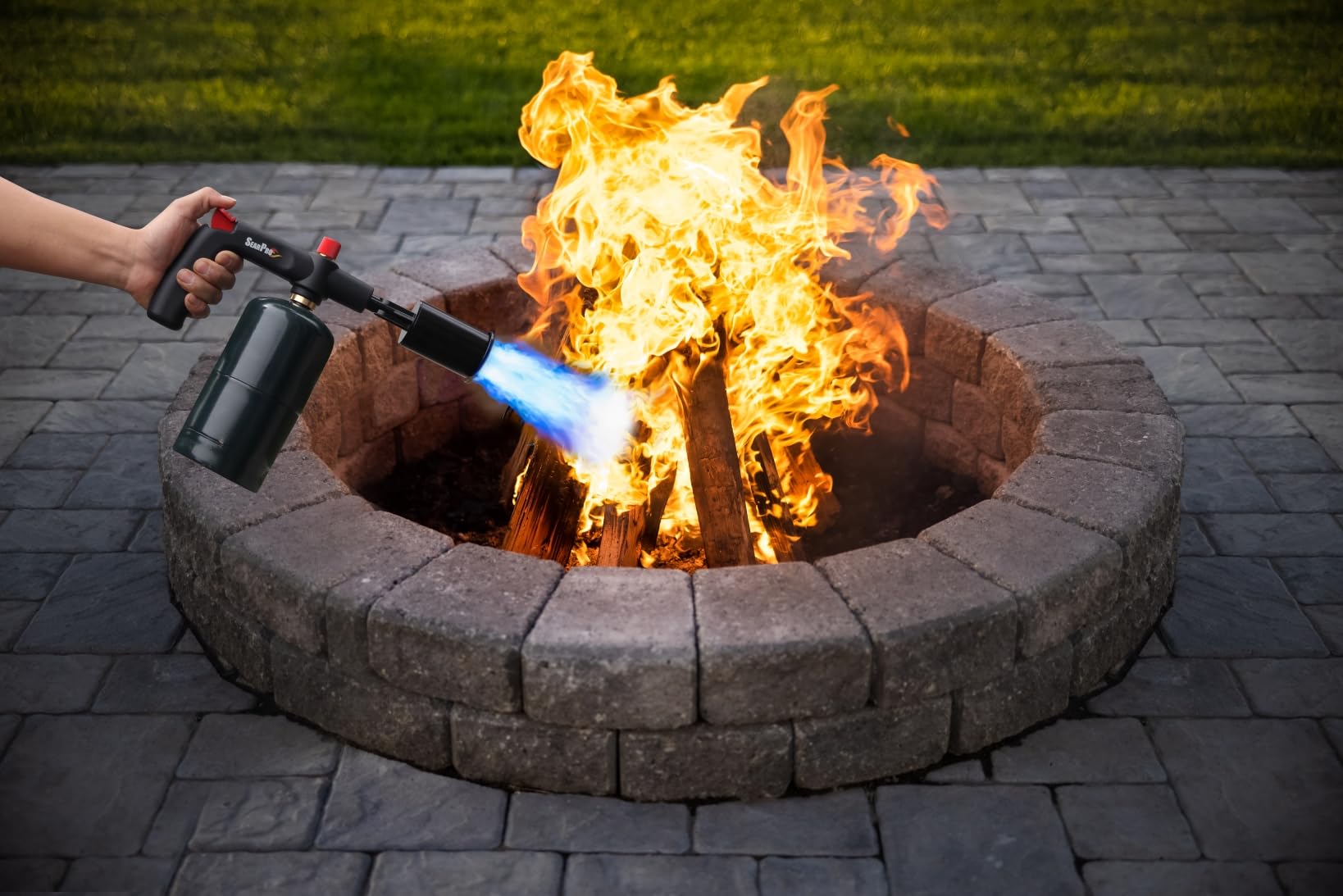 POWERFUL SearPro Charcoal Torch Lighter - Cooking Gadgets - Sous Vide - Cooking Torch - Culinary Kitchen Torch - Flamethrower Meater Gun Lighter - Chef Blow Torch - BBQ Propane Torch Tank Not Included - CookCave