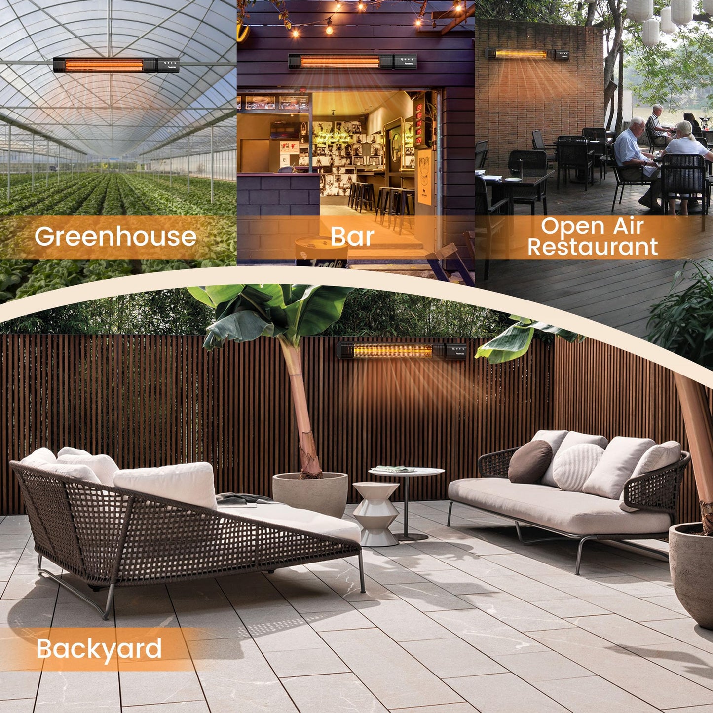 Powerscale Infrared Heater 24H Timer Outdoor Heater, IP65, Memory Function Infrared Electric Patio Heater, 9 Levels Heating Touchscreen With Remote Electric heater, Restaurant Backyard, 1500W, Black - CookCave