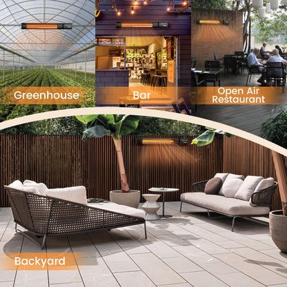 Powerscale Infrared Heater 24H Timer Outdoor Heater, IP65, Memory Function Infrared Electric Patio Heater, 9 Levels Heating Touchscreen With Remote Electric heater, Restaurant Backyard, 1500W, Black - CookCave