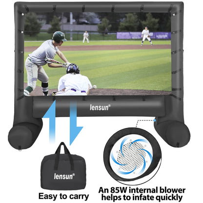 Pro 14 Feet Inflatable Outdoor Movie Projector Screen, Outdoor Blow Projection Screen Mega Projector Screen for Front and Rear Projection - Includes Inflation Fan, Base Stakes, Tie-Downs & Storage Bag - CookCave