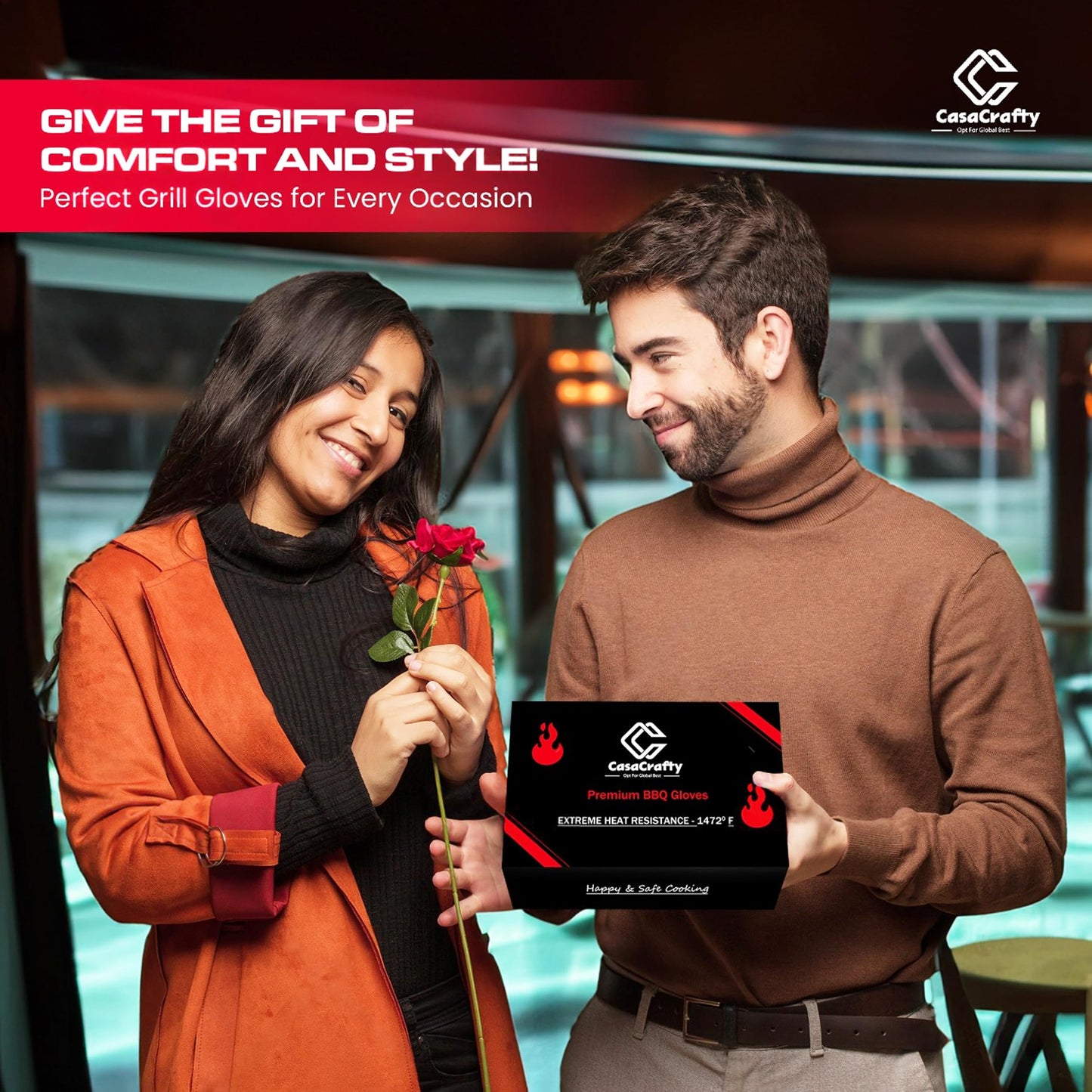 PRO-Series BBQ & Oven Gloves – 1472°F Heat Resistant | EN407 Certified Fireproof/Heatproof Grill Mitts with Silicone Grip | 13” Long for Grilling, Baking, Cooking, Camping & Welding by CASACRAFTY - CookCave