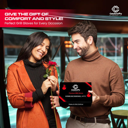 PRO-Series BBQ & Oven Gloves – 1472°F Heat Resistant | EN407 Certified Fireproof/Heatproof Grill Mitts with Silicone Grip | 13” Long for Grilling, Baking, Cooking, Camping & Welding by CASACRAFTY - CookCave