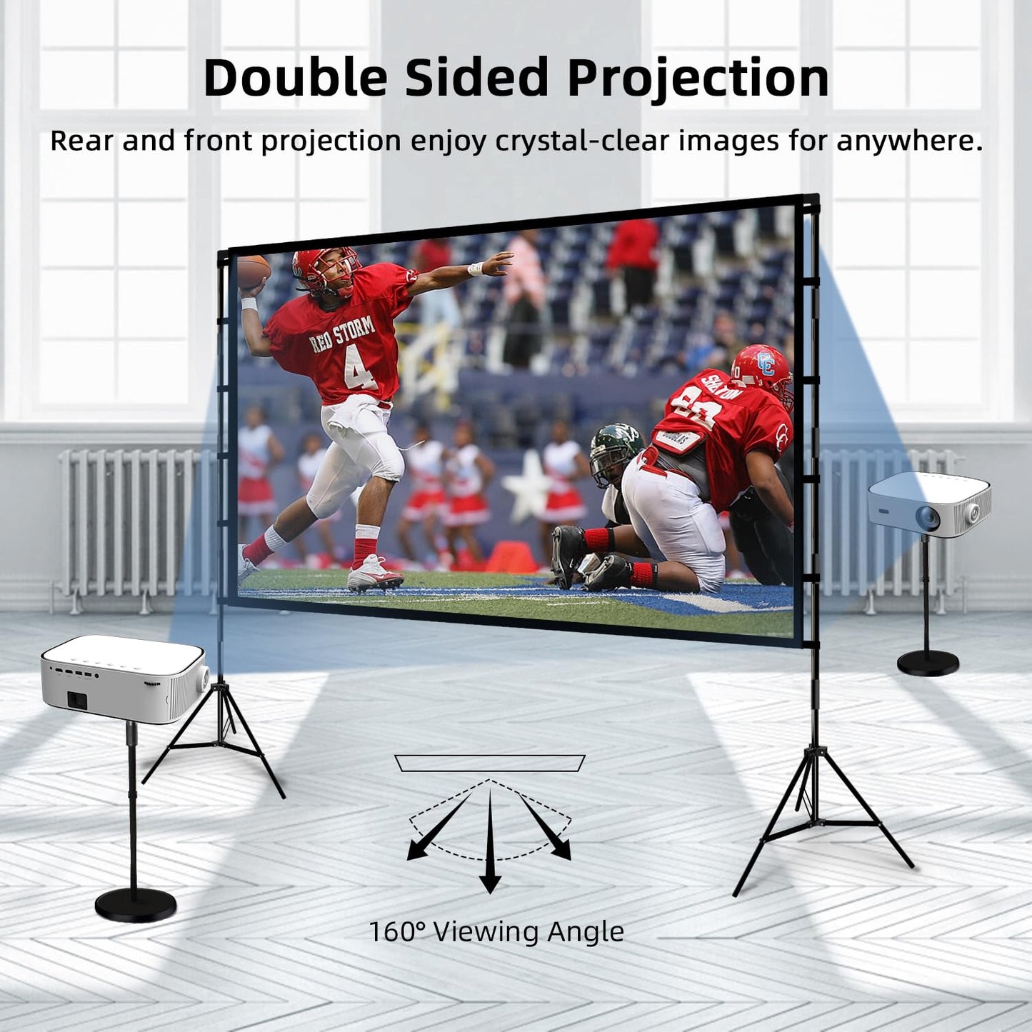 Projector Screen and Stand, Wootfairy 120 inch Foldable and Portable Projection Screen 16:9 4K HD Rear Front Wrinkle-Free Movie Screen with Carry Bag for Indoor Outdoor Home Theater Backyard Cinema - CookCave