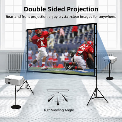 Projector Screen and Stand, Wootfairy 120 inch Foldable and Portable Projection Screen 16:9 4K HD Rear Front Wrinkle-Free Movie Screen with Carry Bag for Indoor Outdoor Home Theater Backyard Cinema - CookCave