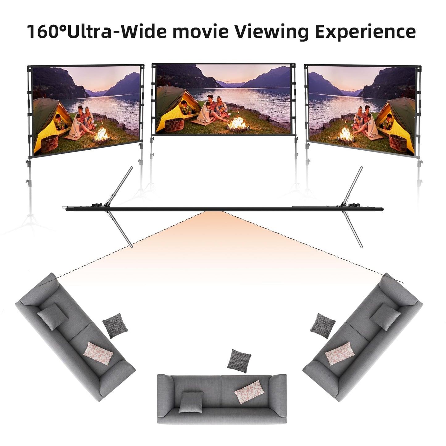 Projector Screen and Stand,GAINVANE 120 inch Portable Projector Screen Indoor Outdoor Projection Screen 16:9 4K HD Wrinkle-Free Light-Weight Movie Screen with Carry Bag for Backyard Movie Night - CookCave