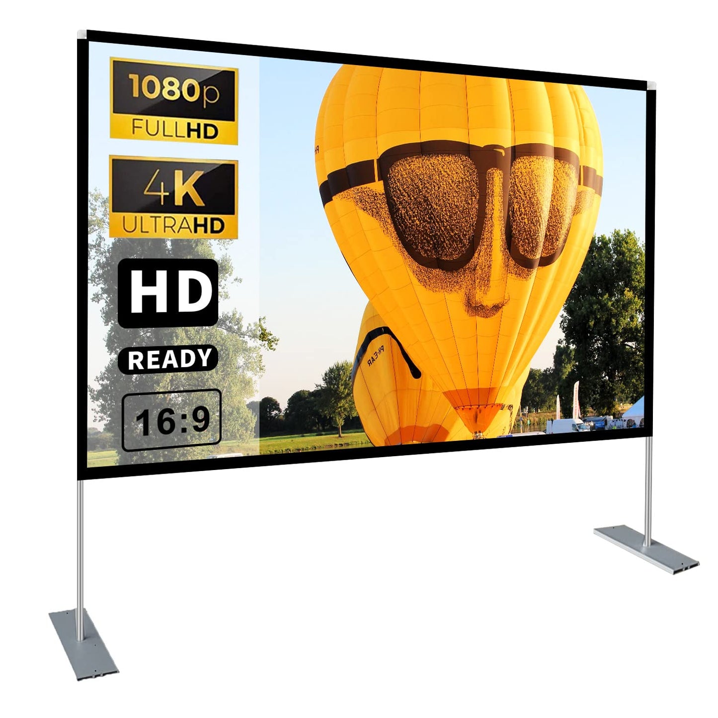 Projector Screen with Stand 100 inch 16:9 HD 4K Outdoor Projector Screen for Home Theater 3D Fast-Folding Portable Projection Screen Indoor Legs and Carry Bag Projector Movie Screen Wrinkle-Free - CookCave