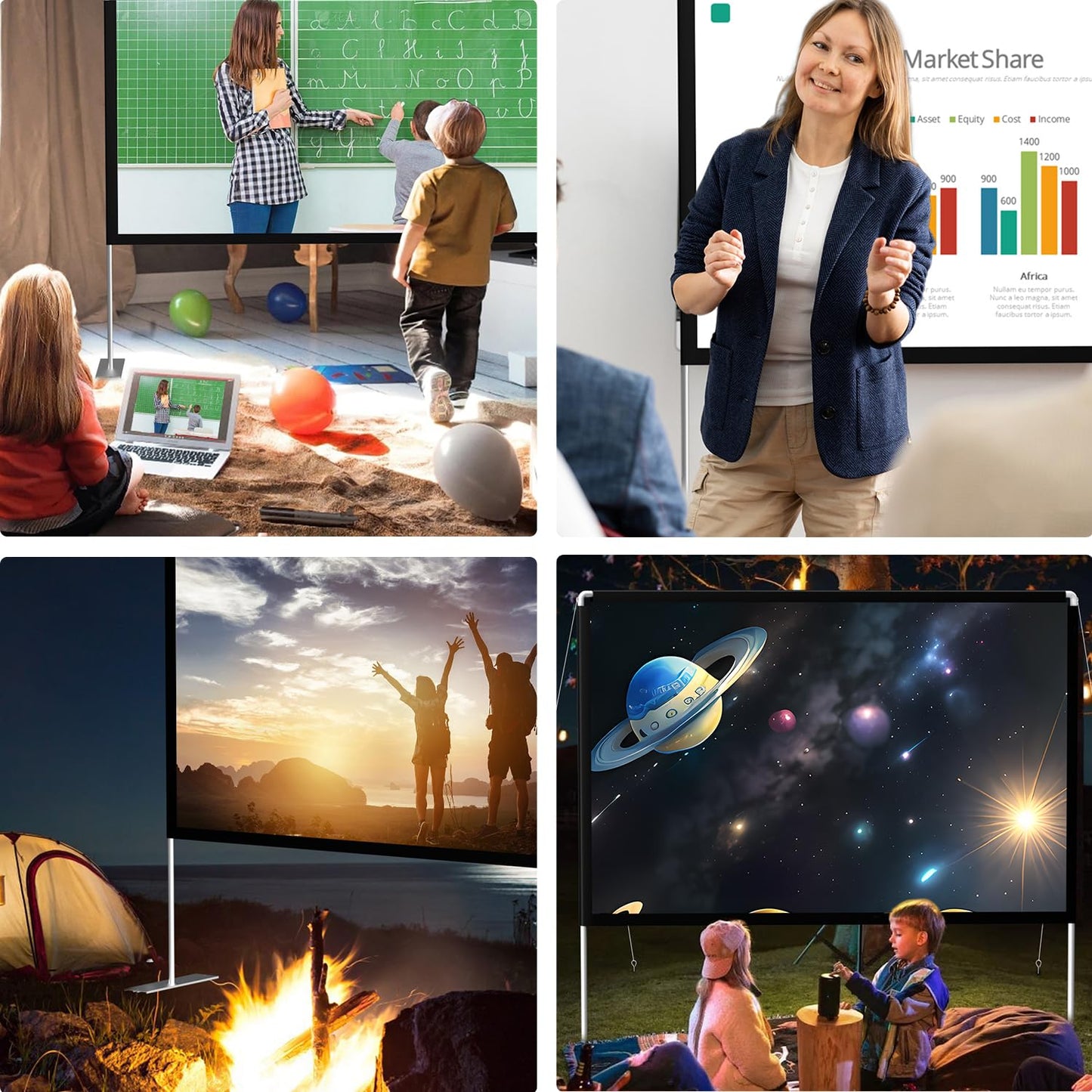 Projector Screen with Stand 100 inch 16:9 HD 4K Outdoor Projector Screen for Home Theater 3D Fast-Folding Portable Projection Screen Indoor Legs and Carry Bag Projector Movie Screen Wrinkle-Free - CookCave