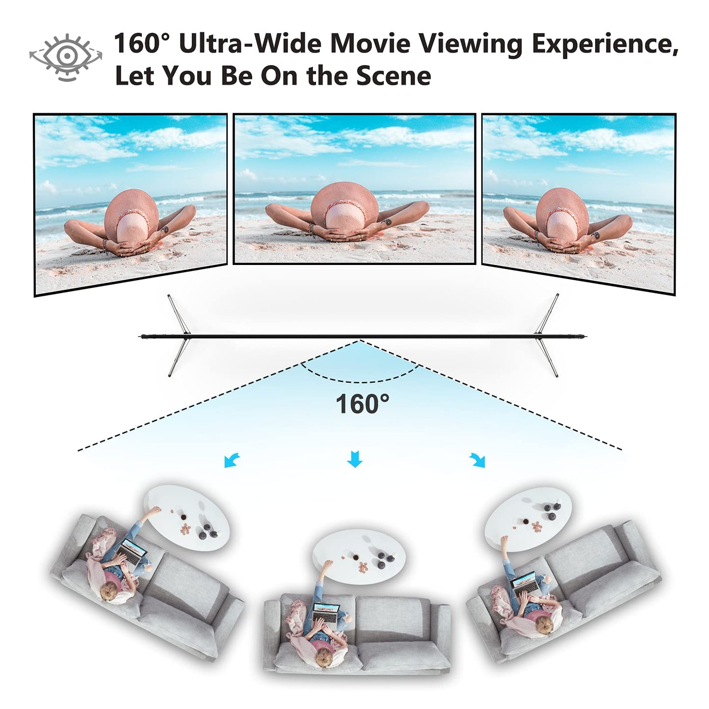 Projector Screen with Stand, Vamvo 100 inch Portable Foldable Projection Screen with Aluminum Alloy Stand Outdoor Movie Screens with Carrying Bag for Home Theater Camping and Recreational Events - CookCave