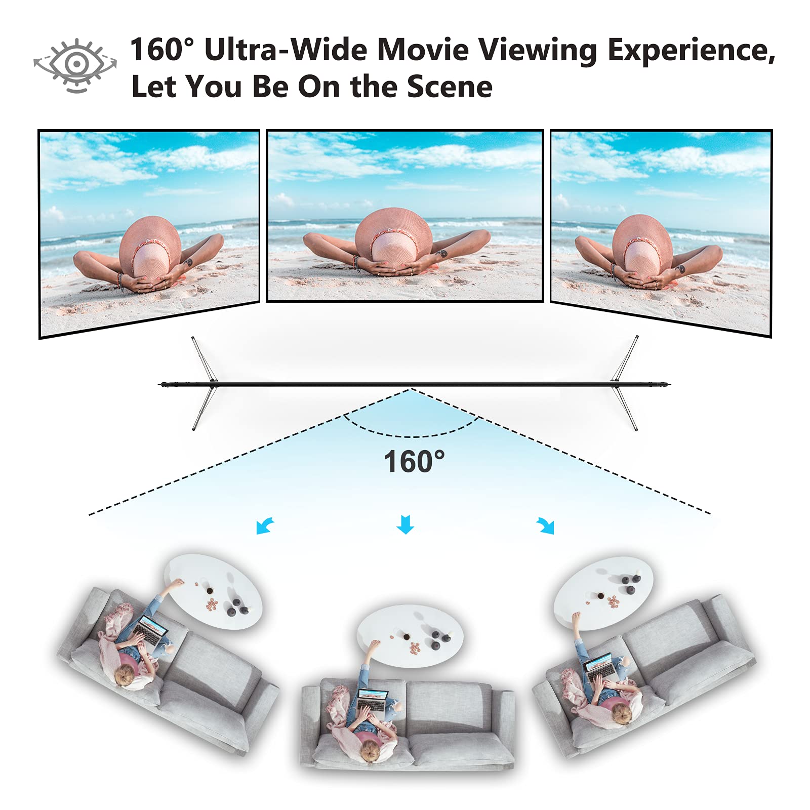 Projector Screen with Stand, Vamvo 100 inch Portable Foldable Projection Screen with Aluminum Alloy Stand Outdoor Movie Screens with Carrying Bag for Home Theater Camping and Recreational Events - CookCave
