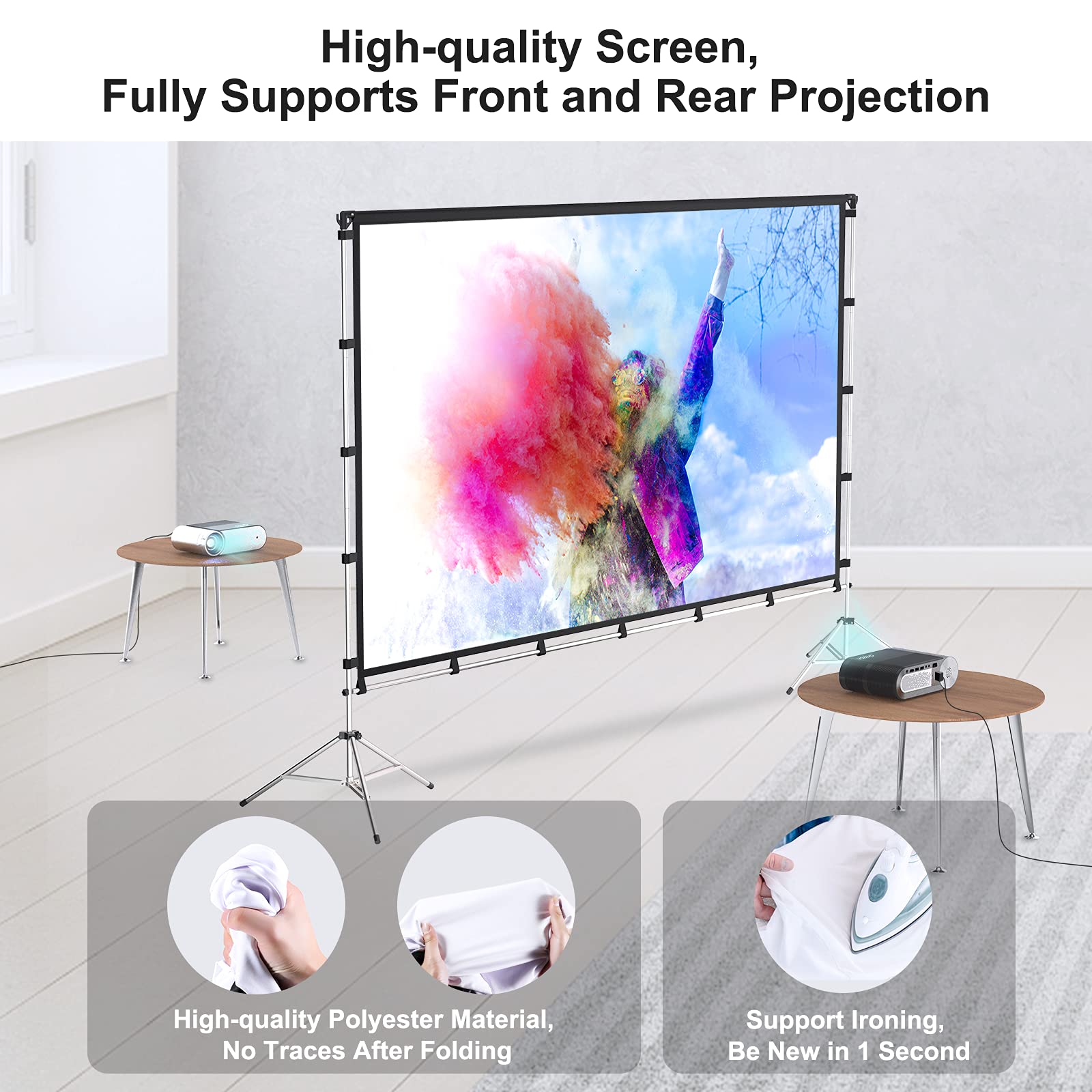 Projector Screen with Stand, Vamvo 100 inch Portable Foldable Projection Screen with Aluminum Alloy Stand Outdoor Movie Screens with Carrying Bag for Home Theater Camping and Recreational Events - CookCave