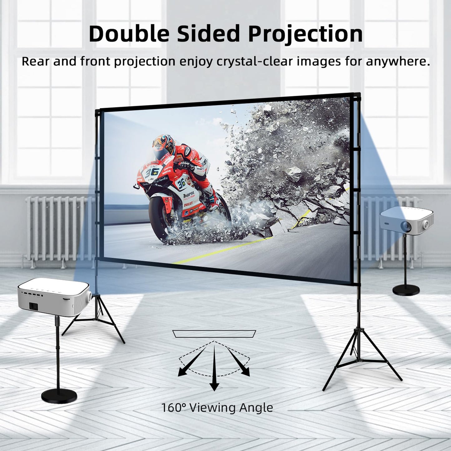 Projector Screen with Stand, Wootfairy 100 inch Foldable and Portable Projection Screen 16:9 4K HD Rear Front Wrinkle-Free Movie Screen with Carry Bag for Indoor Outdoor Home Theater Backyard Cinema - CookCave