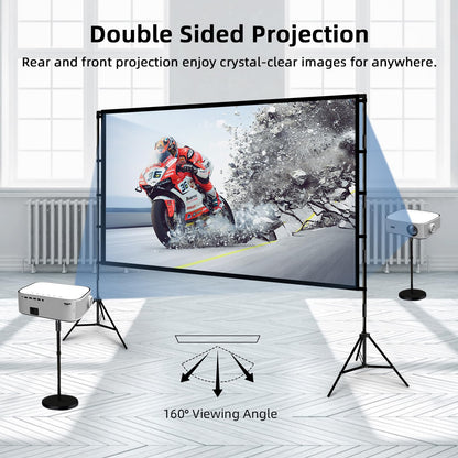 Projector Screen with Stand, Wootfairy 100 inch Foldable and Portable Projection Screen 16:9 4K HD Rear Front Wrinkle-Free Movie Screen with Carry Bag for Indoor Outdoor Home Theater Backyard Cinema - CookCave