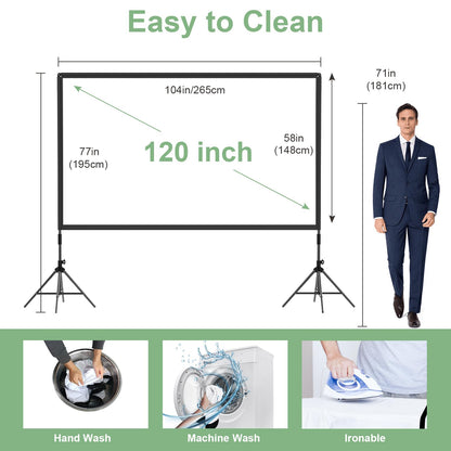 Projector Screen with Stand,DUYIKJ 120 inch Portable Outdoor Indoor Projector Screen Rear Front Projection Screen Lightweight Movie Screen16:9 4K HD with Four-Legged Frame Carry Bag for Home Theater - CookCave