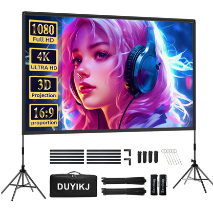 Projector Screen with Stand,DUYIKJ 120 inch Portable Outdoor Indoor Projector Screen Rear Front Projection Screen Lightweight Movie Screen16:9 4K HD with Four-Legged Frame Carry Bag for Home Theater - CookCave