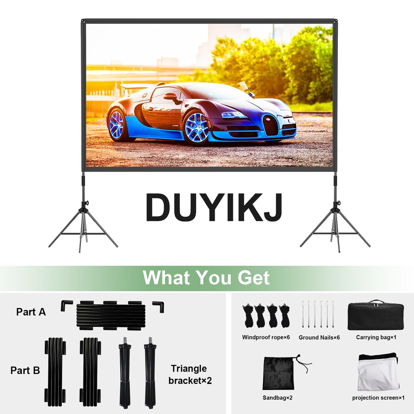 Projector Screen with Stand,DUYIKJ 120 inch Portable Outdoor Indoor Projector Screen Rear Front Projection Screen Lightweight Movie Screen16:9 4K HD with Four-Legged Frame Carry Bag for Home Theater - CookCave