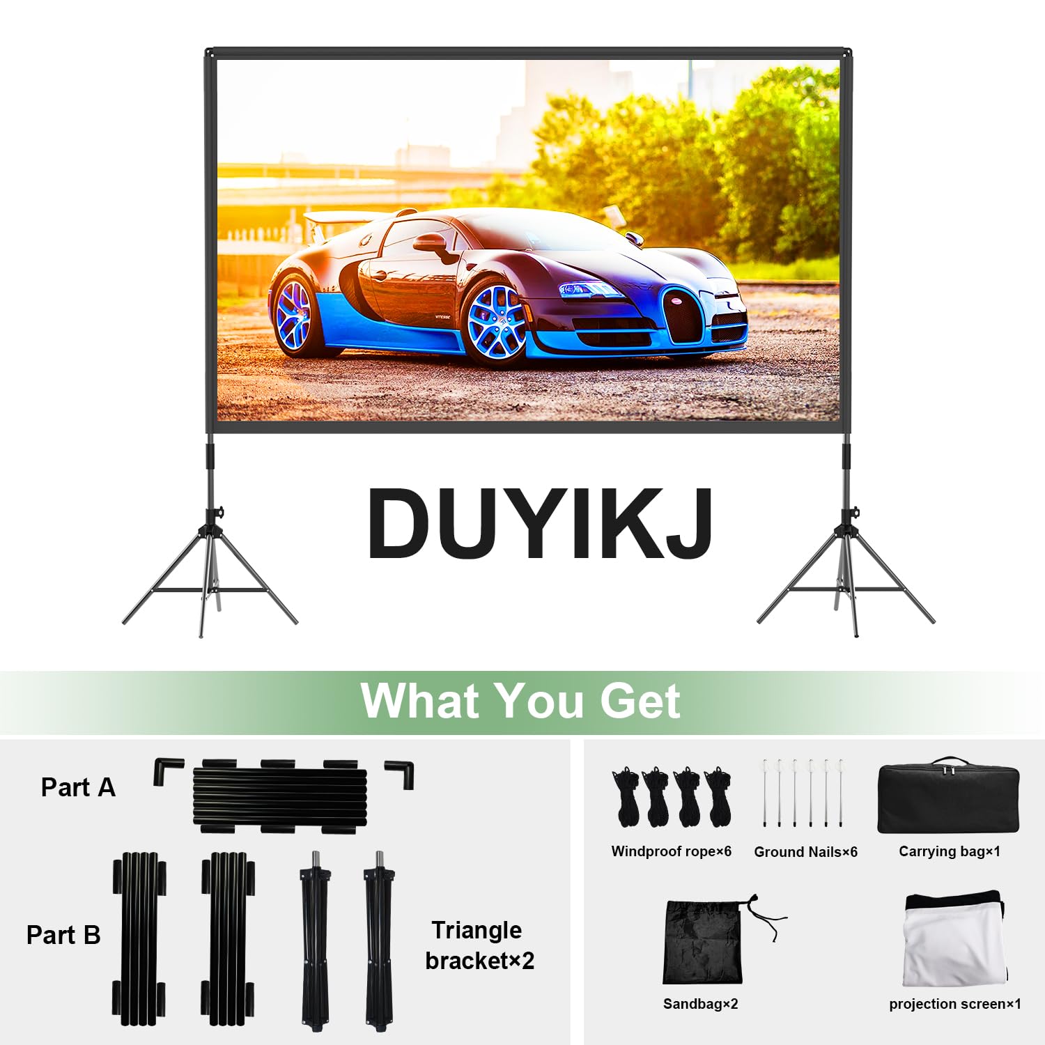 Projector Screen with Stand,DUYIKJ 120 inch Portable Outdoor Indoor Projector Screen Rear Front Projection Screen Lightweight Movie Screen16:9 4K HD with Four-Legged Frame Carry Bag for Home Theater - CookCave