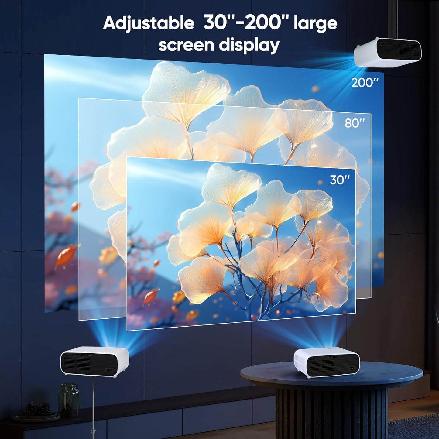 Projector with WiFi and Bluetooth, 500Ansi Native 1080P Projector,Portable Outdoor Projector, Movie Mini Projector Compatible with iOS/Android/HDMI/ TV Stick - CookCave