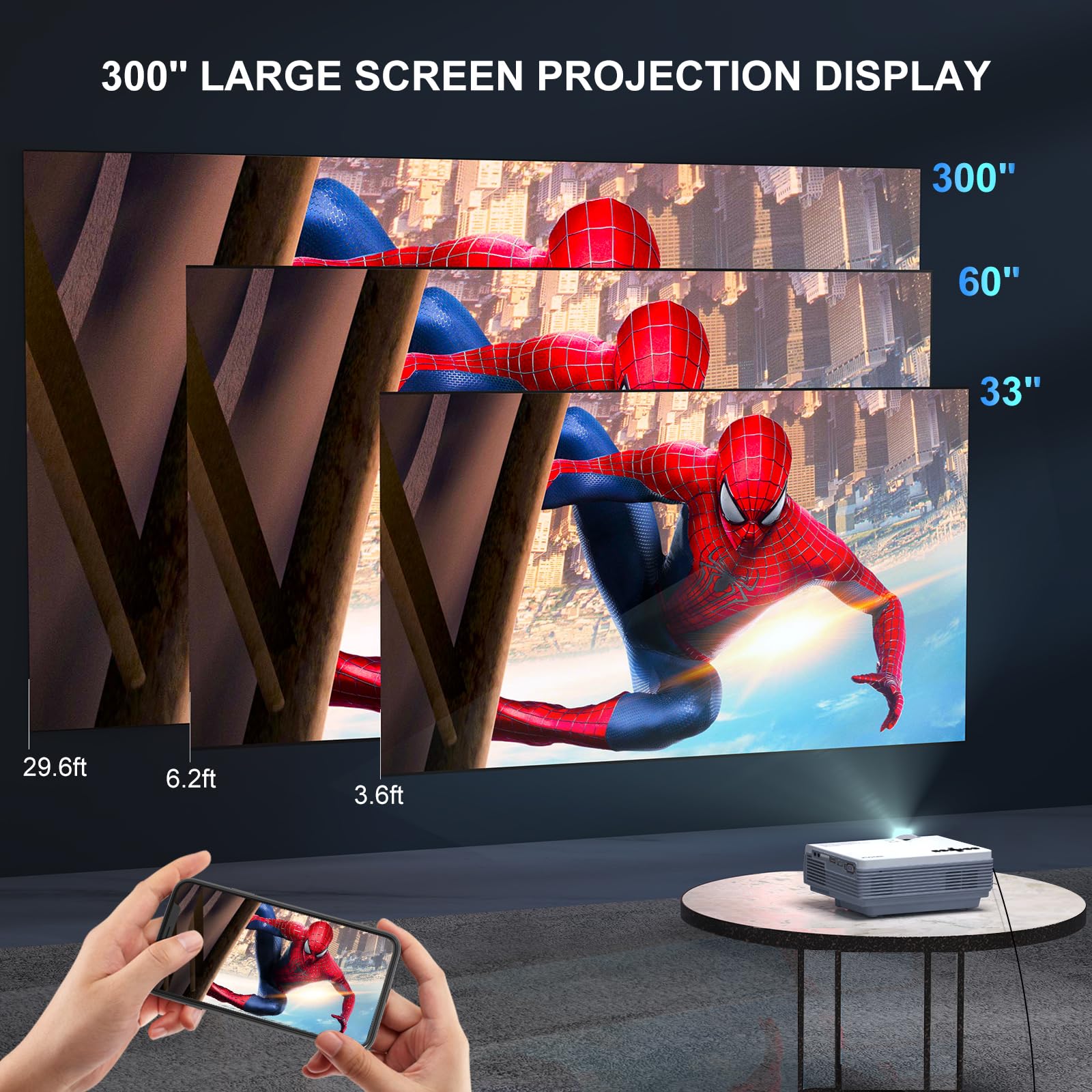 Projector with WiFi and Bluetooth, FUDONI Upgrade Projector Native 1080P 14000L 4K Supported, Portable Movie Outdoor Projector for Home Theater, Compatible w HDMI/USB/TV Stick/Laptop/iOS Android Phone - CookCave