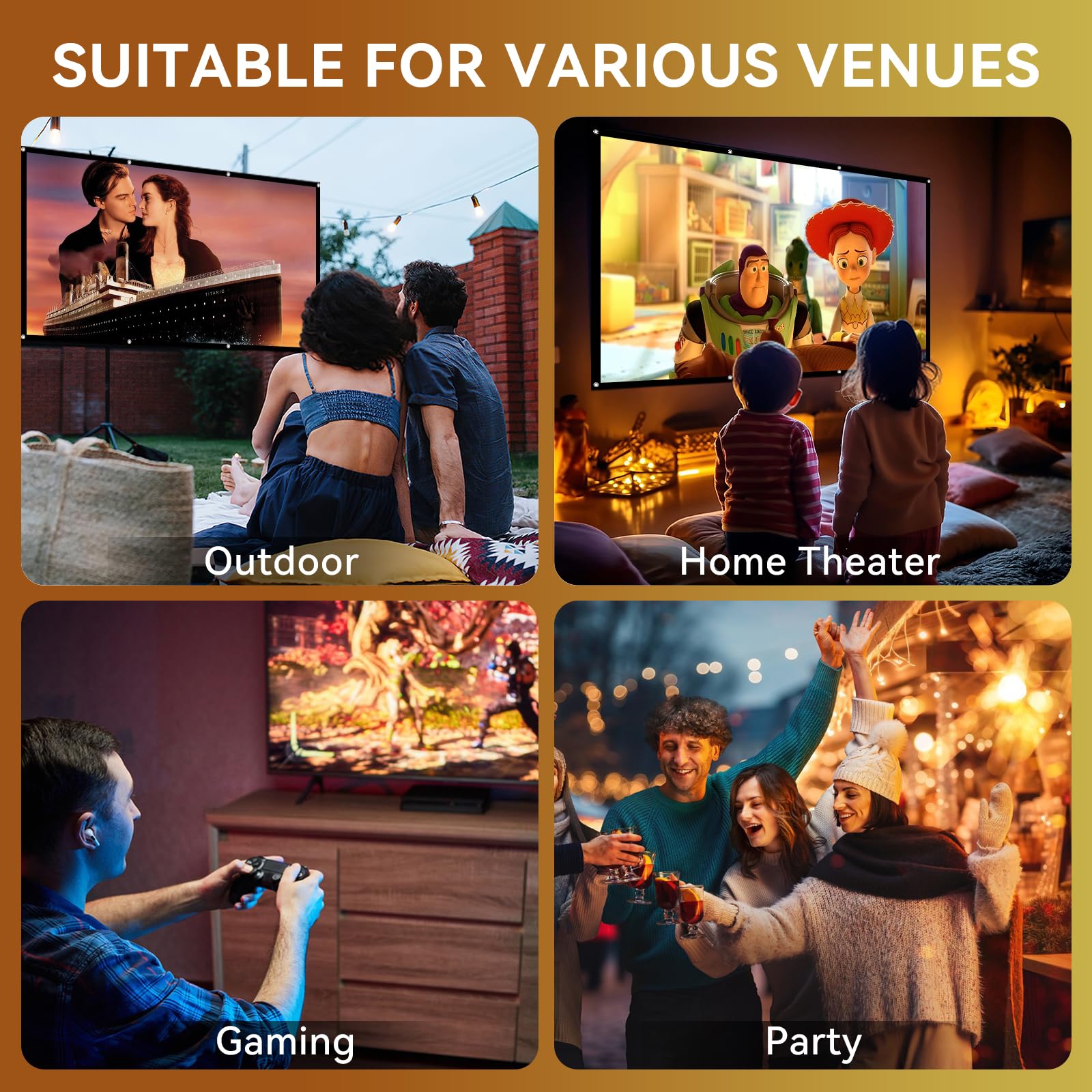 Projector with WiFi and Bluetooth, Pericat 4K Supported Native 1080P Projector, Portable Movie Outdoor Projector for Home Theater, Mini Projector Compatible with PC, HDMI, USB, TV Stick, PS5 - CookCave