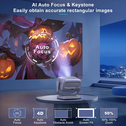 Projector with WiFi and Bluetooth Portable Outdoor: [Auto Focus&Keystone/360° Stand] Smart TV 4K Movie Projector with Apps Netflix Licensed 50%Zoom 700ANSI 3D DoIby Audio Android Home Camping Ceiling - CookCave