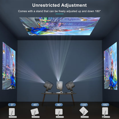 Projector with WiFi and Bluetooth Portable Outdoor: [Auto Focus&Keystone/360° Stand] Smart TV 4K Movie Projector with Apps Netflix Licensed 50%Zoom 700ANSI 3D DoIby Audio Android Home Camping Ceiling - CookCave