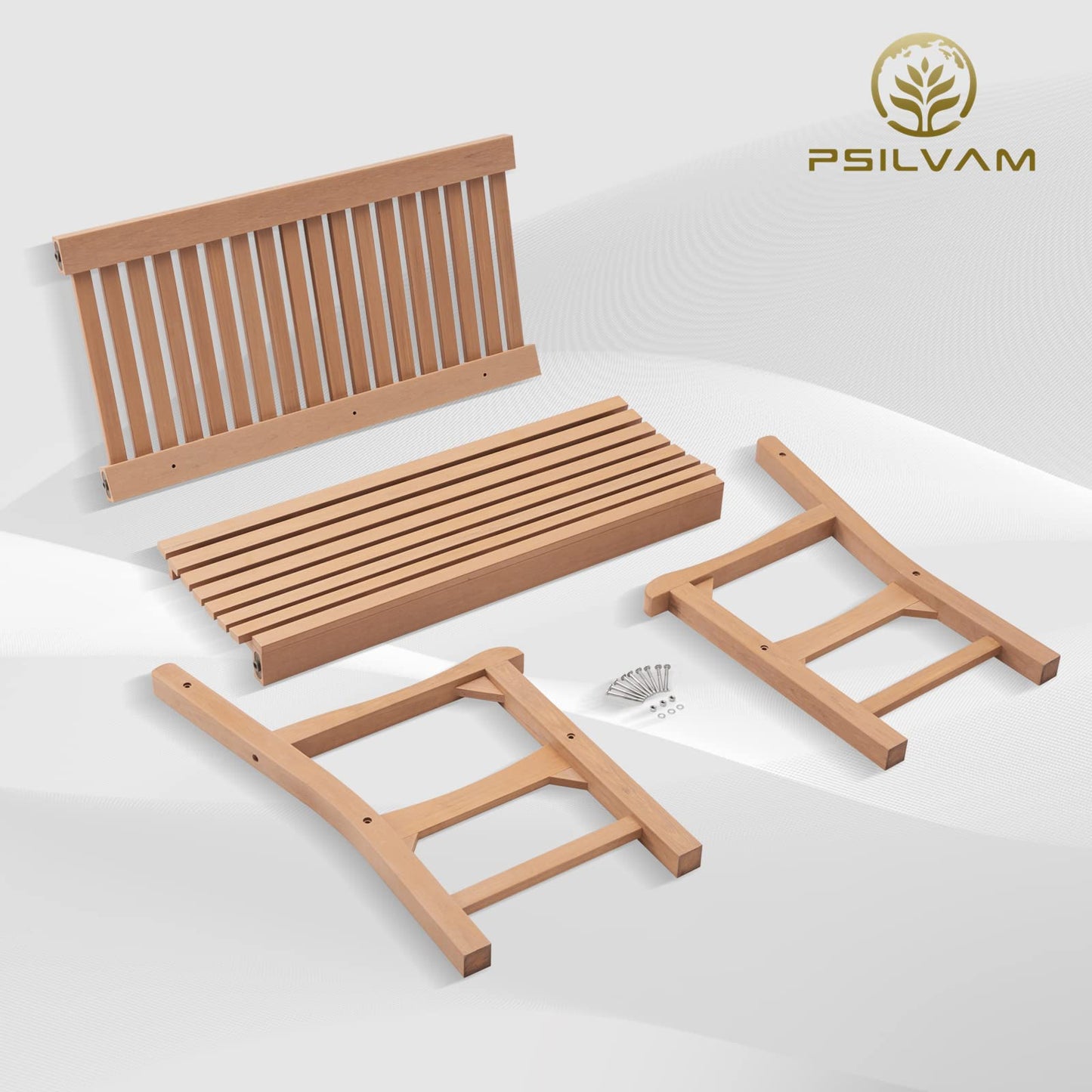 Psilvam 2-Person Poly Lumber Outdoor Bench with 700 Lbs Weight Capacity – Weatherproof Garden Seating for, Balcony Porch & Park, All-Weather Fade-Resistant Patio Furniture (Teak Color) - CookCave