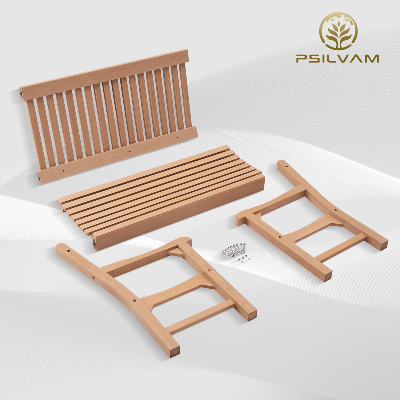 Psilvam 2-Person Poly Lumber Outdoor Bench with 700 Lbs Weight Capacity – Weatherproof Garden Seating for, Balcony Porch & Park, All-Weather Fade-Resistant Patio Furniture (Teak Color) - CookCave