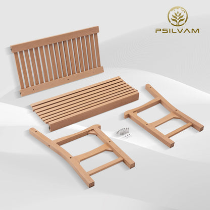 Psilvam 2-Person Poly Lumber Outdoor Bench with 700 Lbs Weight Capacity – Weatherproof Garden Seating for, Balcony Porch & Park, All-Weather Fade-Resistant Patio Furniture (Teak Color) - CookCave