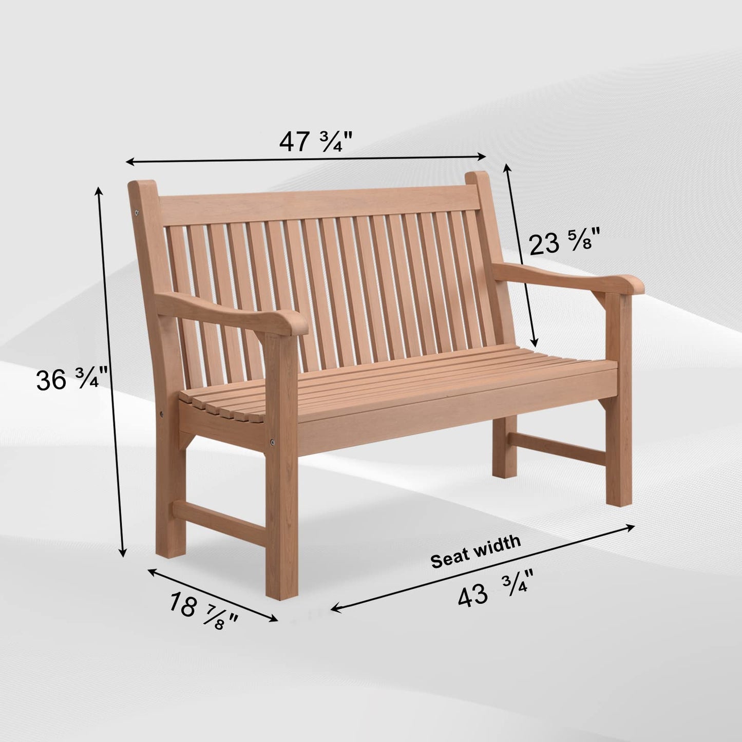 Psilvam 2-Person Poly Lumber Outdoor Bench with 700 Lbs Weight Capacity – Weatherproof Garden Seating for, Balcony Porch & Park, All-Weather Fade-Resistant Patio Furniture (Teak Color) - CookCave