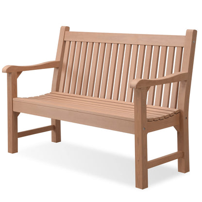 Psilvam 2-Person Poly Lumber Outdoor Bench with 700 Lbs Weight Capacity – Weatherproof Garden Seating for, Balcony Porch & Park, All-Weather Fade-Resistant Patio Furniture (Teak Color) - CookCave