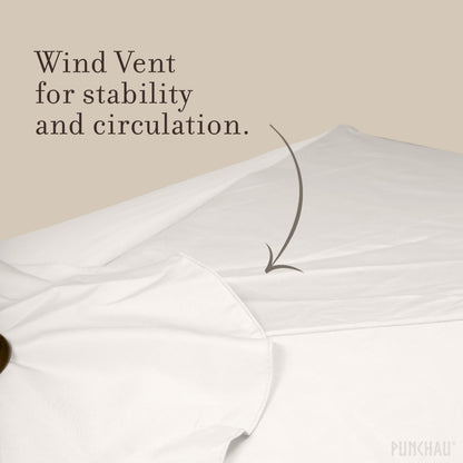 Punchau 6 Ft Outdoor Patio Umbrella, Easy Open/Close Crank and Push Button Tilt Adjustment - Beige Market Umbrellas - CookCave