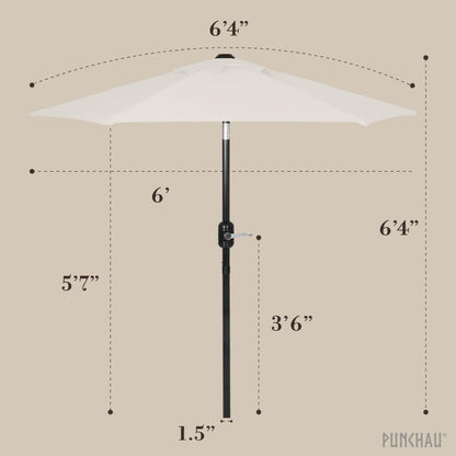 Punchau 6 Ft Outdoor Patio Umbrella, Easy Open/Close Crank and Push Button Tilt Adjustment - Beige Market Umbrellas - CookCave