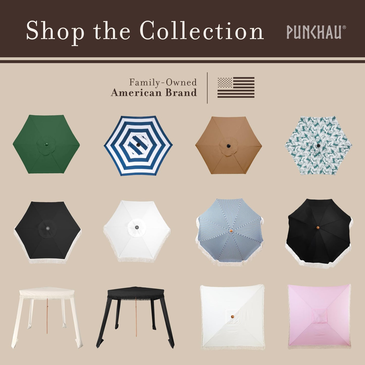 Punchau 6 Ft Outdoor Patio Umbrella, Easy Open/Close Crank and Push Button Tilt Adjustment - Beige Market Umbrellas - CookCave