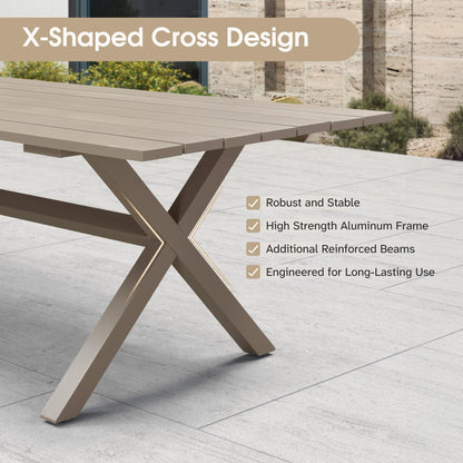 PURPLE LEAF 11 Pieces Patio Dining Set Wicker Outdoor Furniture Rectangular Table and Chairs Set for Garden Deck Aluminum Frame Backyard Kitchen Set, Cushions and Pillows Included Champagne - CookCave