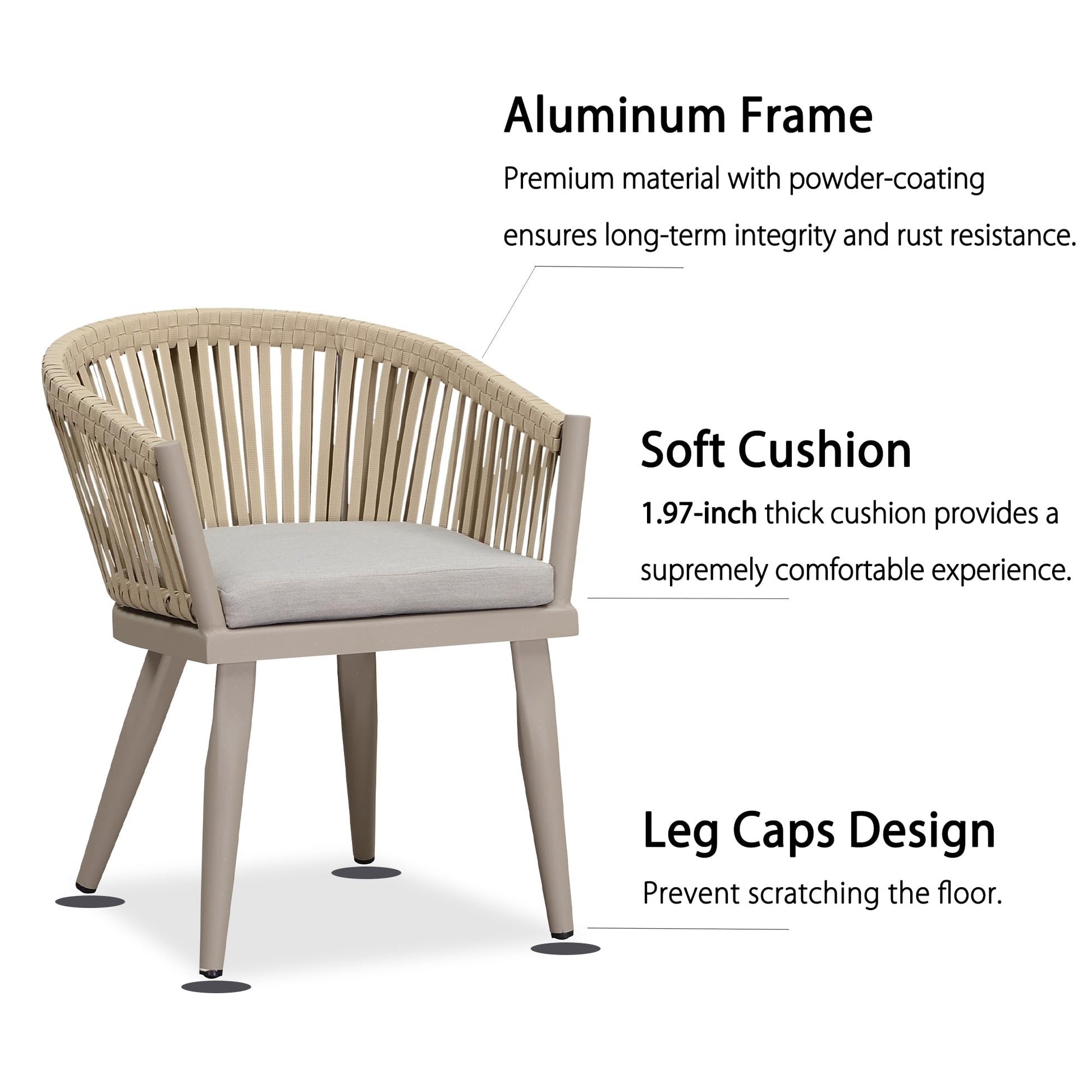 PURPLE LEAF 7 Pieces Outdoor Dining Set with Patio Aluminium Dining Table and Wicker Rattan Chairs Modern Furniture Cushions Sets for Backyard Indoor Decor Kitchen Champagne - CookCave