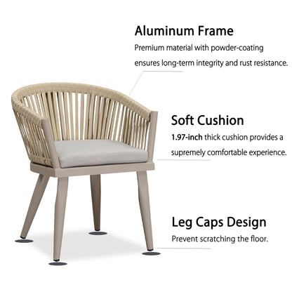 PURPLE LEAF 7 Pieces Outdoor Dining Set with Patio Aluminium Dining Table and Wicker Rattan Chairs Modern Furniture Cushions Sets for Backyard Indoor Decor Kitchen Champagne - CookCave