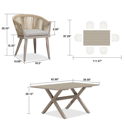 PURPLE LEAF 7 Pieces Outdoor Dining Set with Patio Aluminium Dining Table and Wicker Rattan Chairs Modern Furniture Cushions Sets for Backyard Indoor Decor Kitchen Champagne - CookCave