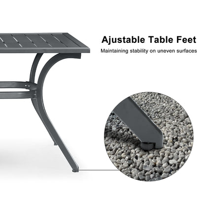 PURPLE LEAF 9 Pieces Outdoor Patio Dining Set with 8 Folding Portable Chairs and 1 Rectangle Aluminum Table, Foldable Adjustable High Back Reclining Chairs with Soft Cotton-Padded Seat, Grey - CookCave