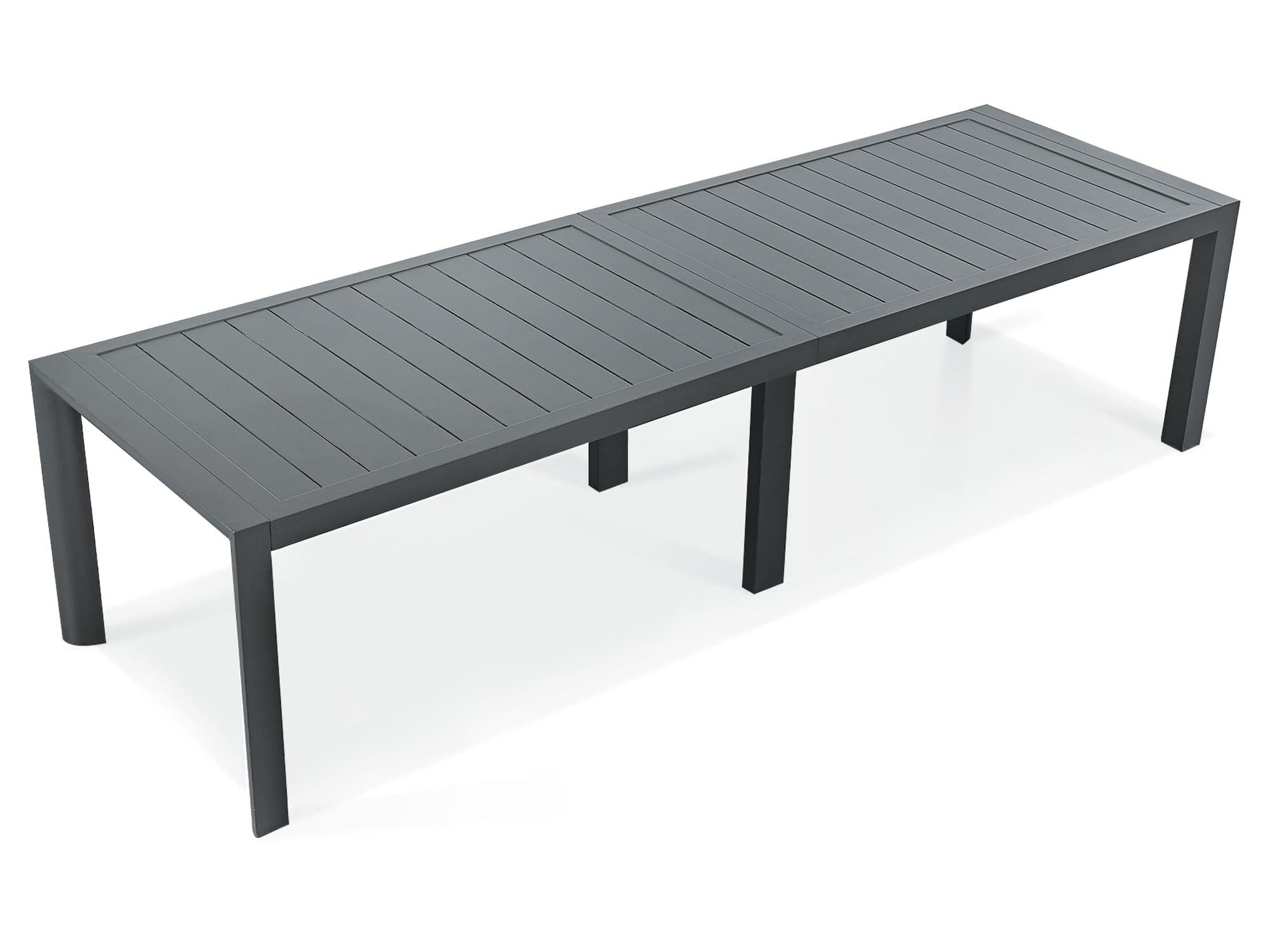 PURPLE LEAF Outdoor Dining Table 121" X 37" Slatted Tabletop Large Aluminum Rectangular Patio Dining Table for 10, Weather-Resistant Patio Table for Backyard Garden Lawn Porch Deck - CookCave
