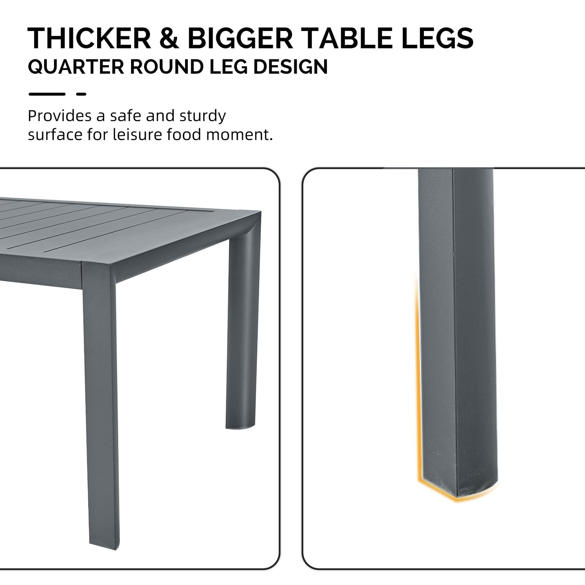 PURPLE LEAF Outdoor Dining Table 121" X 37" Slatted Tabletop Large Aluminum Rectangular Patio Dining Table for 10, Weather-Resistant Patio Table for Backyard Garden Lawn Porch Deck - CookCave