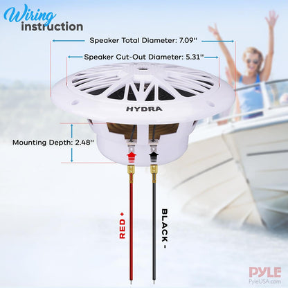Pyle 6.5 Inch Dual Marine Speakers - 2 Way Waterproof and Weather Resistant Outdoor Audio Stereo Sound System with 200 Watt Power, Poly Carbon Cone and Butyl Rubber Surround - 1 Pair - PLMR62 (White) - CookCave