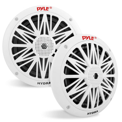 Pyle 6.5 Inch Dual Marine Speakers - 2 Way Waterproof and Weather Resistant Outdoor Audio Stereo Sound System with 200 Watt Power, Poly Carbon Cone and Butyl Rubber Surround - 1 Pair - PLMR62 (White) - CookCave